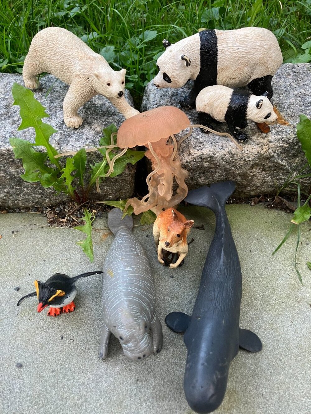 Vintage Safari Ltd Animal Figures Lot 8pc 1990s Panda Fox Whale Manatee